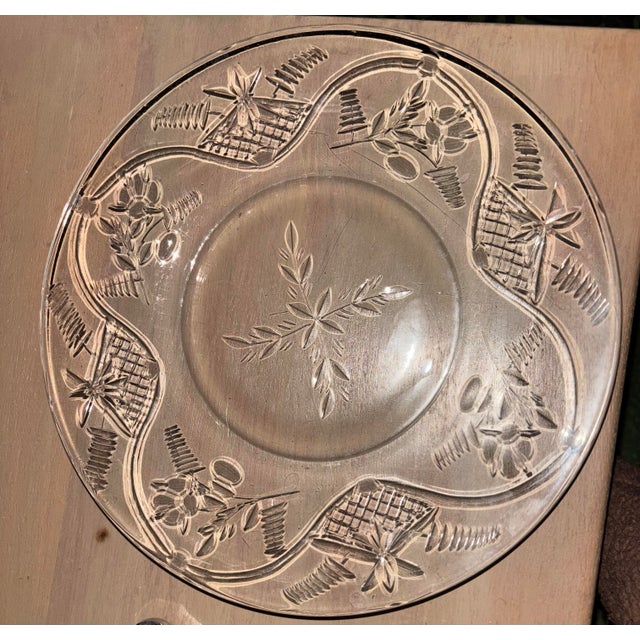 American Set of 8, Etched Crystal Luncheon Plates Pattern 2011-1 by Rock Sharpe Circa 1937 For Sale - Image 3 of 7