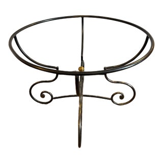 1980s Round Italian Iron Center or Dining Table Pedestal Base Style of Alberto Orlandi For Sale