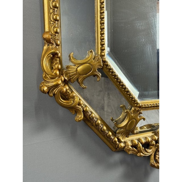 Antique 19th Century Louis XV Octagonal Mirror in Richly Carved Giltwood For Sale - Image 9 of 11