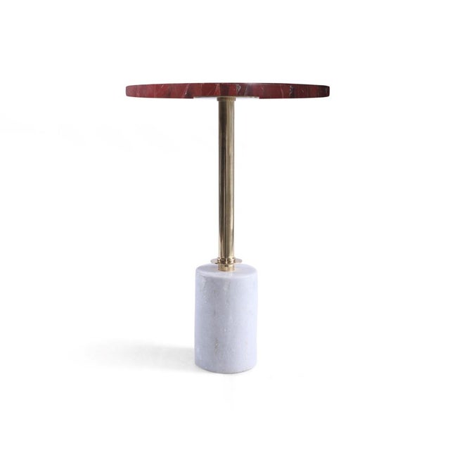 Contemporary Red Jasper Round Side Table With Marble Base For Sale - Image 3 of 3