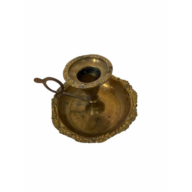 Farmhouse Vintage Brass Candlestick Holder With Finger Loop - A Pair For Sale - Image 3 of 4