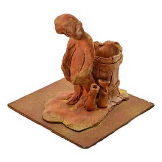 Sirio Pellegrini, Working Woman Sculpture, 1960s, Terracotta For Sale