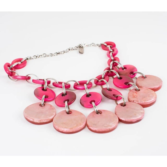 Pink Dominique Denaive Paris Pink Resin Choker Necklace with Charms For Sale - Image 8 of 14