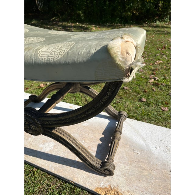 Antique Carved Wood Curule Bench For Sale - Image 10 of 12