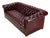 Vintage 1970s Tufted English Chesterfield Style Burgundy Leather Sofa 76" For Sale