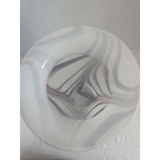 Mid-Century Modern Vintage MCM Carlo Moretti Murano Style Purple, White Swirl Art Glass Vase For Sale - Image 3 of 7