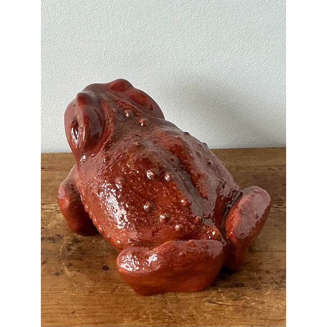 Vintage Boho Monumental Glazed Ceramic Frog For Sale - Image 10 of 12