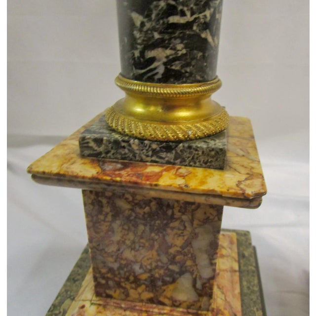 Black Italian 19th Century Neoclassical Style Ormolu and Marble Columns W/ Orb Finials For Sale - Image 8 of 12