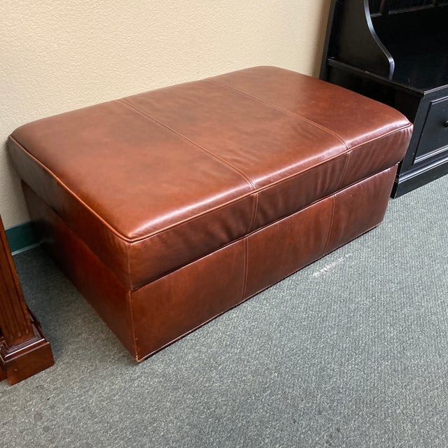 Ethan Allen Triad Leather Storage Ottoman Chairish