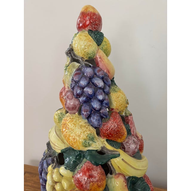 At 22" tall, this vintage hand-made Italian pottery fruit topiary is quite heavy and eye catching..Makes a lovely...