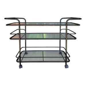 Mid 20th Century Outdoor Patio Tubular Rolling Bar Cart