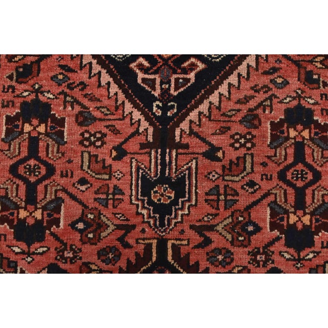 Hamedan Runner 3’7” X 9’7” Red Wool Vintage Tribal Hand-Knotted Oriental Rug For Sale - Image 9 of 14