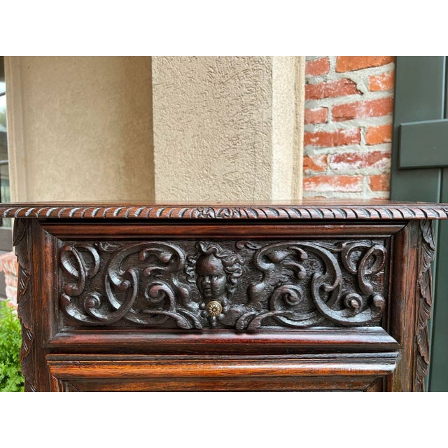 Antique French Cabinet Carved Oak Demeter Harvest Cornucopia Greek Goddess For Sale - Image 4 of 12