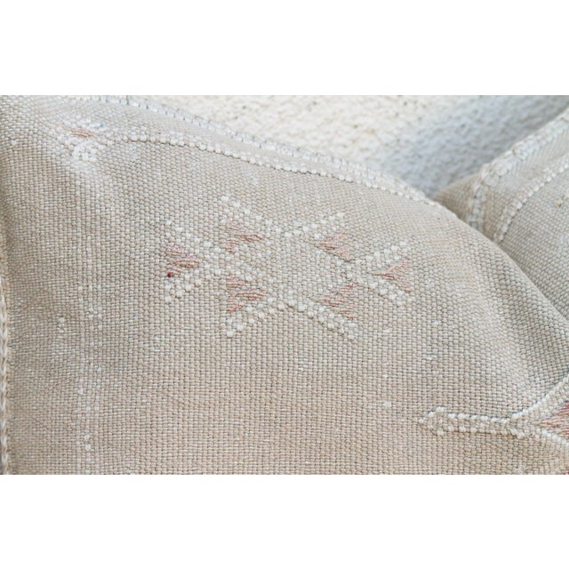 1990s Ivory Diamond Lumbar Moroccan Silk Pillow For Sale - Image 5 of 8