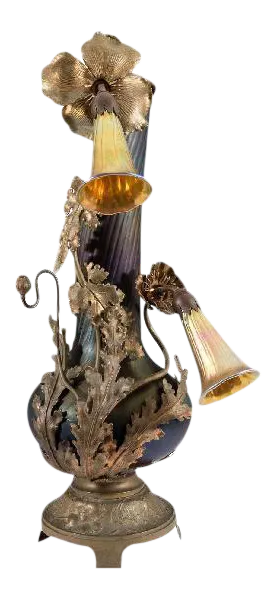 Austrian Art Nouveau Bronze Vase Form Lamp