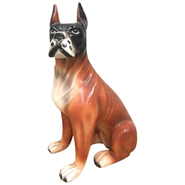 Midcentury French Ceramic Boxer Figurine, 1950s For Sale