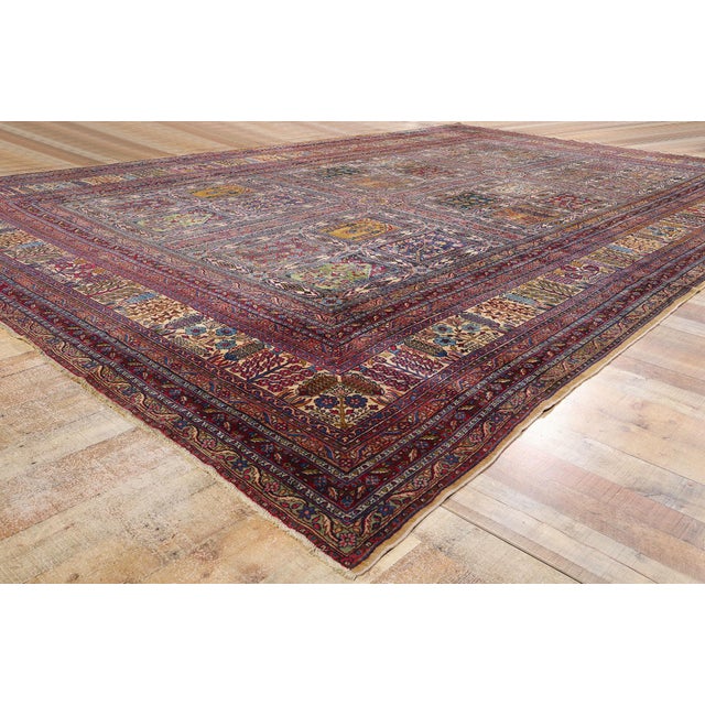 Textile Antique Persian Four Seasons Garden Kerman Rug - 11'04 X 17'05 For Sale - Image 7 of 9