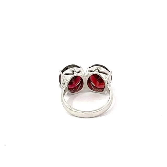 Red Toi Et Moi Red Garnet Two Stone Ring for Women Set in 925 Silver - Size 6.5 For Sale - Image 8 of 12