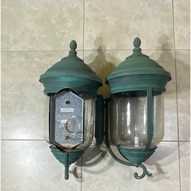 Pair of Vintage Solid Brass Wall Lanterns /Sconces 26”x 12” X13” For Sale In Miami - Image 6 of 15