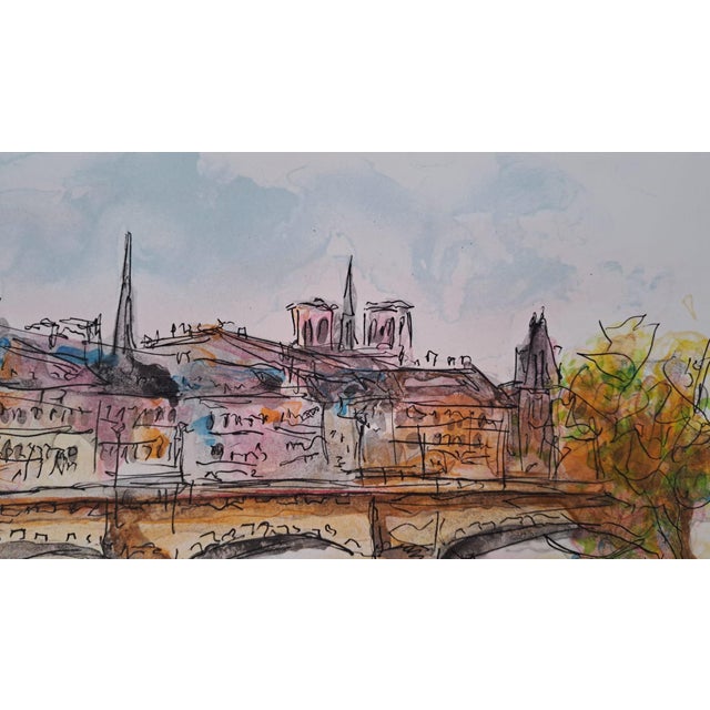 Urbain Huchet, The Seine and Notre Dame, Lithograph For Sale - Image 3 of 7