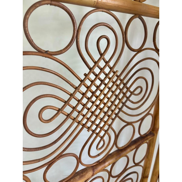 1960s Italian 3 Panel Bamboo and Bent Pencil Reed Folding Screen For Sale - Image 4 of 8