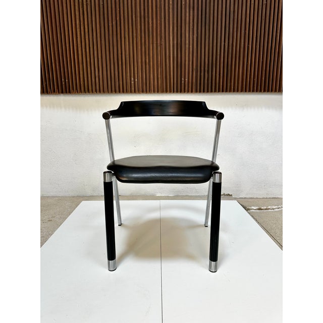 Sculptural Chair in Steel, Wood and Leather, Germany, 1980s For Sale - Image 4 of 18