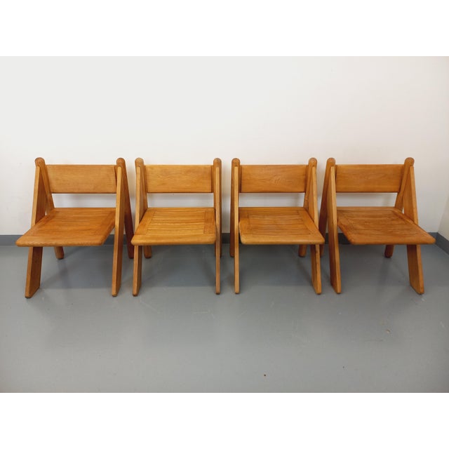 Vintage Brutalist Chairs in Oak, 1960s, Set of 4 For Sale - Image 13 of 18