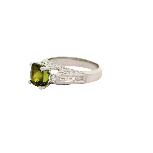 Early 21st Century 2.07 Carat Alexandrite Diamond 18k White Gold Ring, Gia Certified, Size 6.5 For Sale - Image 5 of 7