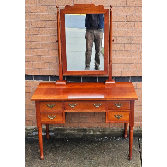 Clore Handcrafted Fine Furniture Cherry Vanity Table With Mirror For Sale - Image 9 of 9