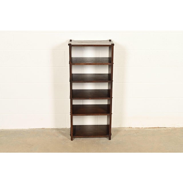 Charles Limbert Stickley Brothers Style Antique Mission Oak Arts & Crafts Bookcase or Magazine Rack, Circa 1910 For Sale - Image 4 of 12