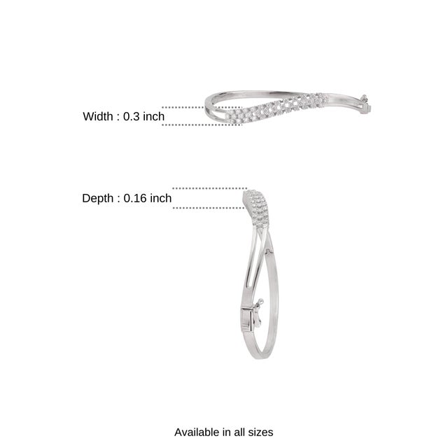 Hallmarked 925 Cubic Zirconia Hinged Wavy Bangle Bracelet for Women - Christmas Gift For Sale - Image 11 of 13