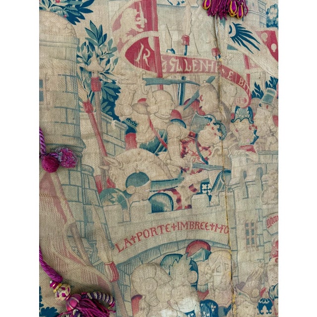 Large Antique Gothic Adaptation the War of Troy Tapestry French Europe Tapestry For Sale - Image 15 of 18