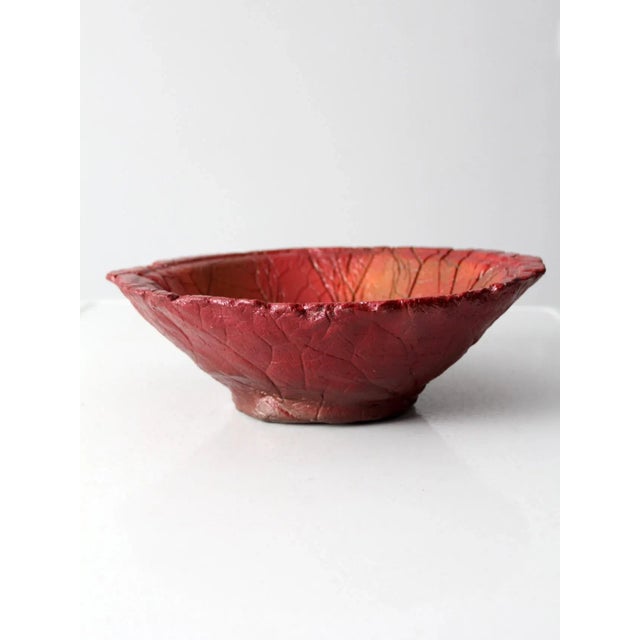 Farmhouse Vintage Studio Pottery Leaf Bowl For Sale - Image 3 of 13