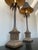 Late 20th Century Large Palm Buffet Lamps With Brass Accents and Black Shades, Pair For Sale - Image 10 of 13