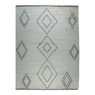 6x9 Selene Moroccan Ivory Diamond Contemporary Hand Knotted Wool Carpet Rug For Sale