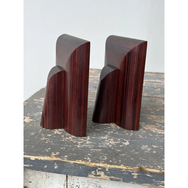 Vintage Sculptural Exotic Zebrawood Bookends With Expressive Grain, a Pair, Circa 1940s For Sale - Image 9 of 12