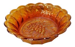 1972 Fenton Orange Carnival Glass Grape Bowl