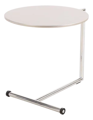 Contemporary Modernist Cantilevered Side Table With Laminate Top and Chrome Base