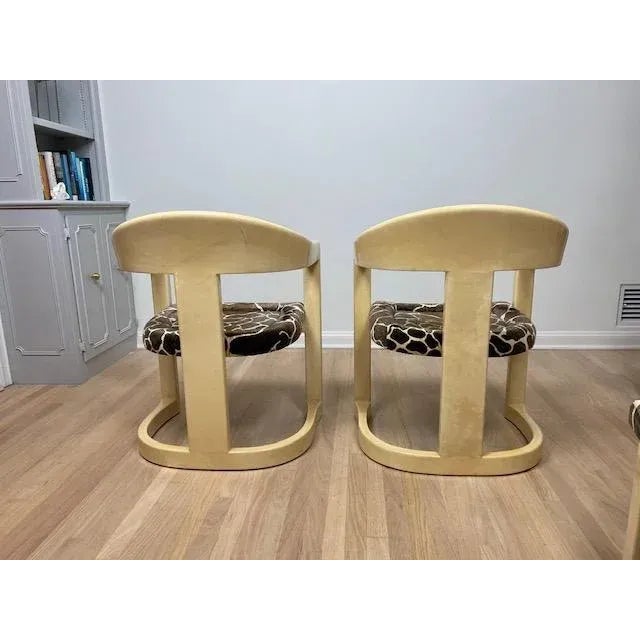 Cream Vintage Karl Springer Onassis Goatskin Chairs - Set of 4 For Sale - Image 8 of 11