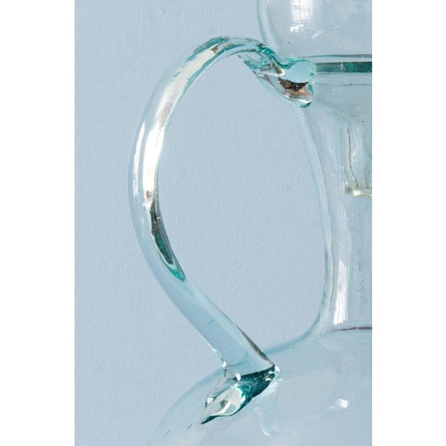 Glass 19th Century Spanish Teal Blown Glass Carafe with Stopper For Sale - Image 7 of 11