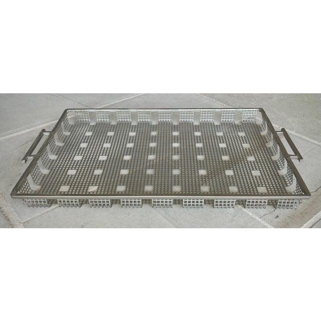 Late 20th-Century Industrial Chic Wrought & Perforated Steel Double-Handled Tray For Sale In Austin - Image 6 of 18
