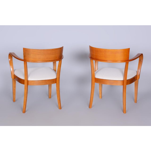 Brown Art Deco Beech Armchairs attributed to Jindrich Halabala for Up Zavody, 1930s, Set of 2 For Sale - Image 8 of 12
