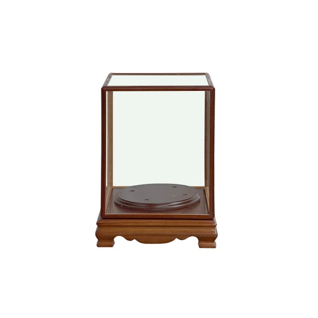 Wood Vintage Glass Transparent Rectangular Shape Cover Display Case For Sale - Image 7 of 8
