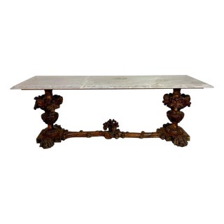 European Baroque Revival Coffee Table With Onyx Stone Top, Late 19th Century For Sale