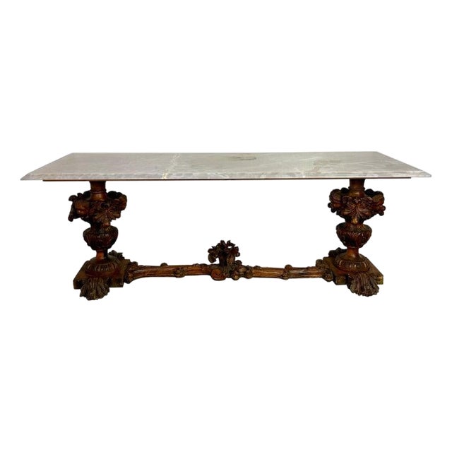 European Baroque Revival Coffee Table With Onyx Stone Top, Late 19th Century For Sale