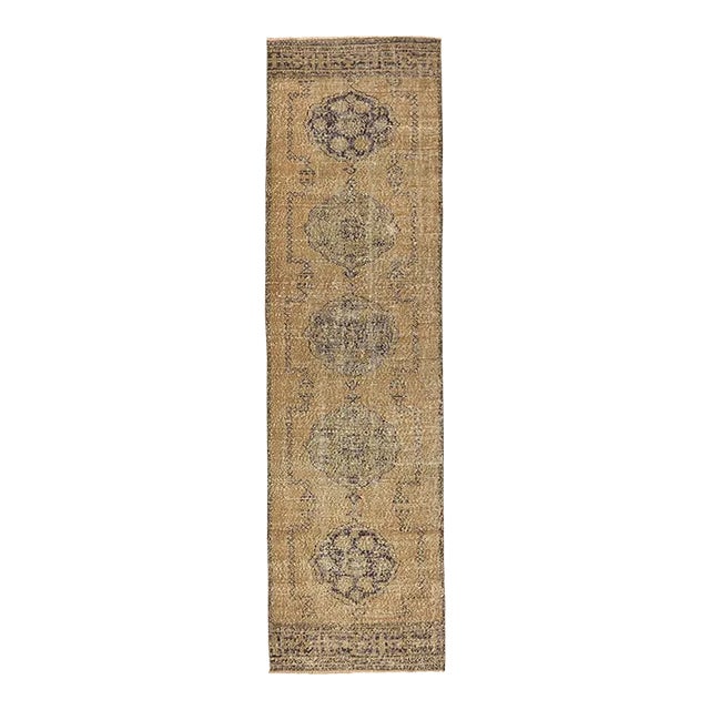Mid 20th Century Vintage Decorative Turkish Oushak Runner For Sale