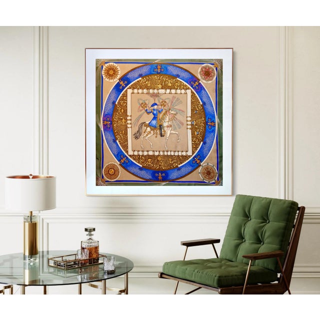 This is an authentic Hermès silk scarf professionally framed. Designed by Michel Duchene in 1987, it celebrates the art of...