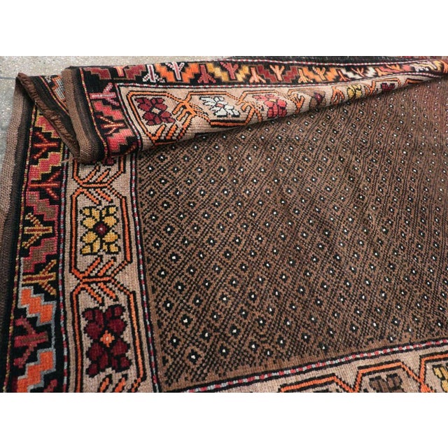 Charcoal Galerie Shabab Collection Mid-20th Century Handmade Turkish Tribal Gallery Rug For Sale - Image 8 of 8