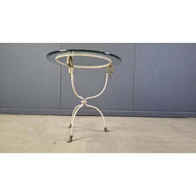 Metal Mid-Century Italian Swan Side Table with Glass, 1970s For Sale - Image 7 of 10