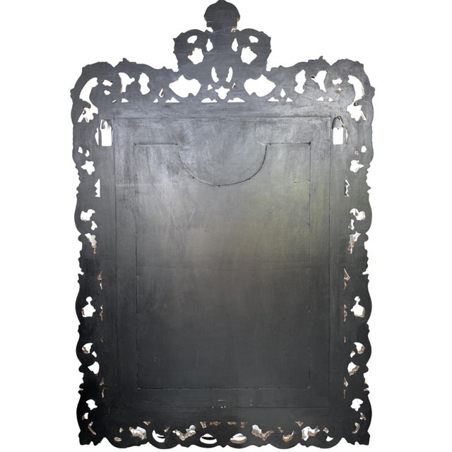 Brown Grand Venetian Style Wood Carved Floor or Wall Architectural Mirror in Distressed Whitewash For Sale - Image 8 of 8